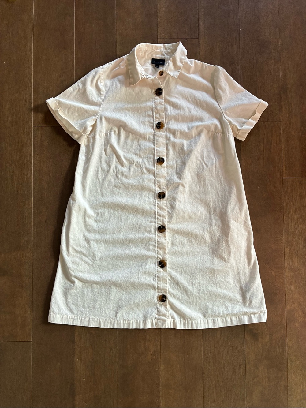 Who What Wear White Short-Sleeve Button-Front Shirt Dress